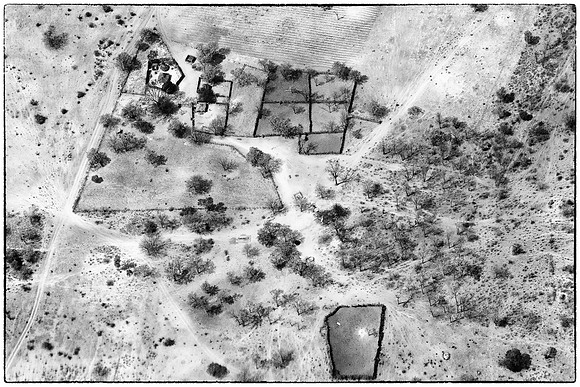 Looking down on rural Botswana
